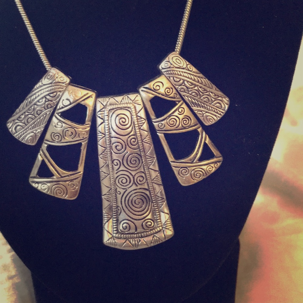 Vintage Silver Scrolled Link Necklace